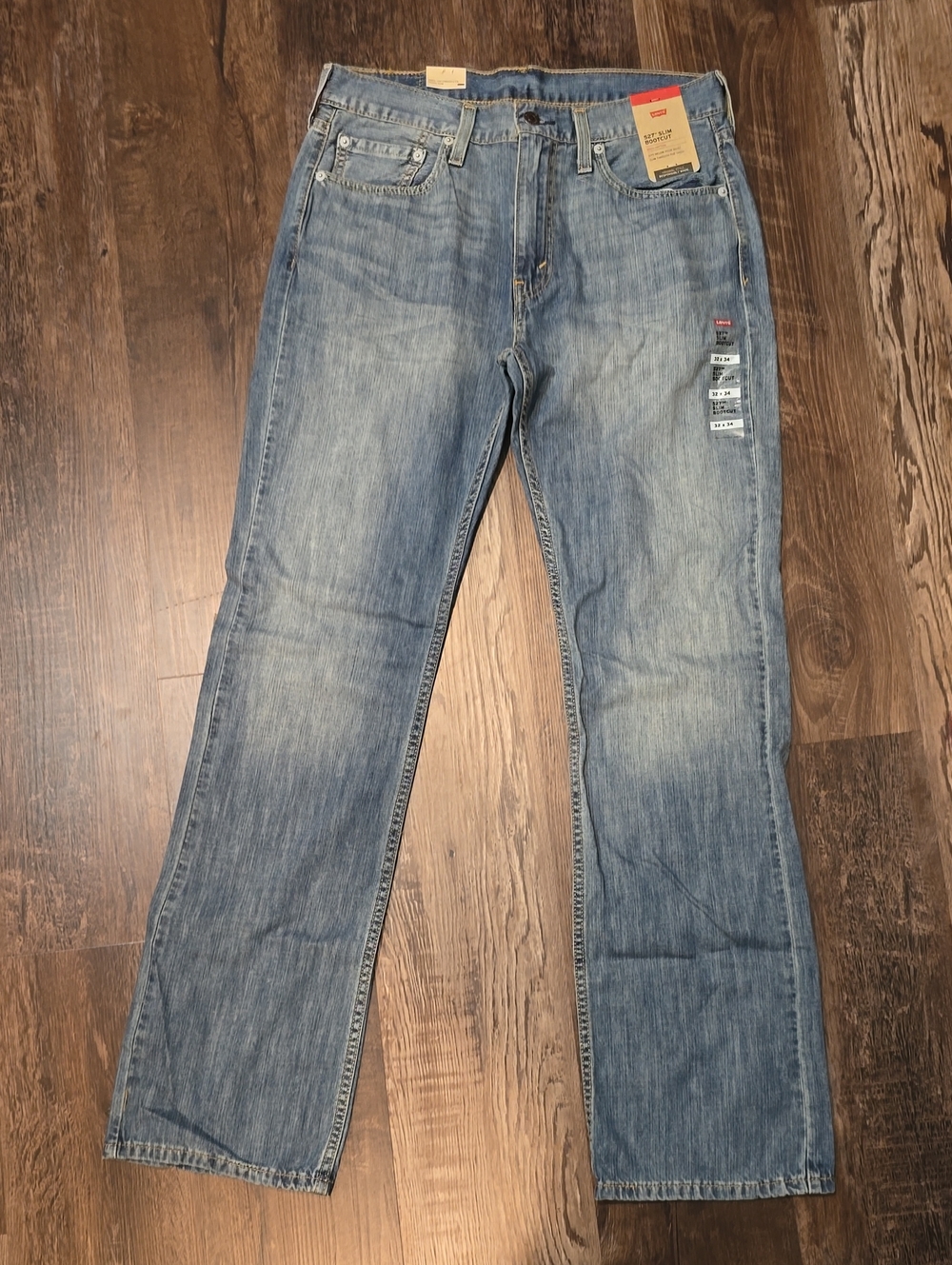 Levi's Men's Light Blue Bootcut Jeans, Levi's 527 lightweight distressed jeans